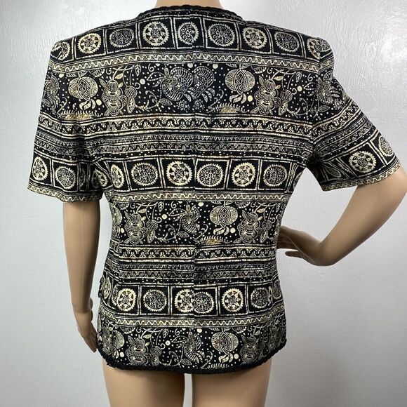 Rickie Freeman for Teri Jon 100% linen vintage printed short sleeve blazer sz 8 - Picture 3 of 7